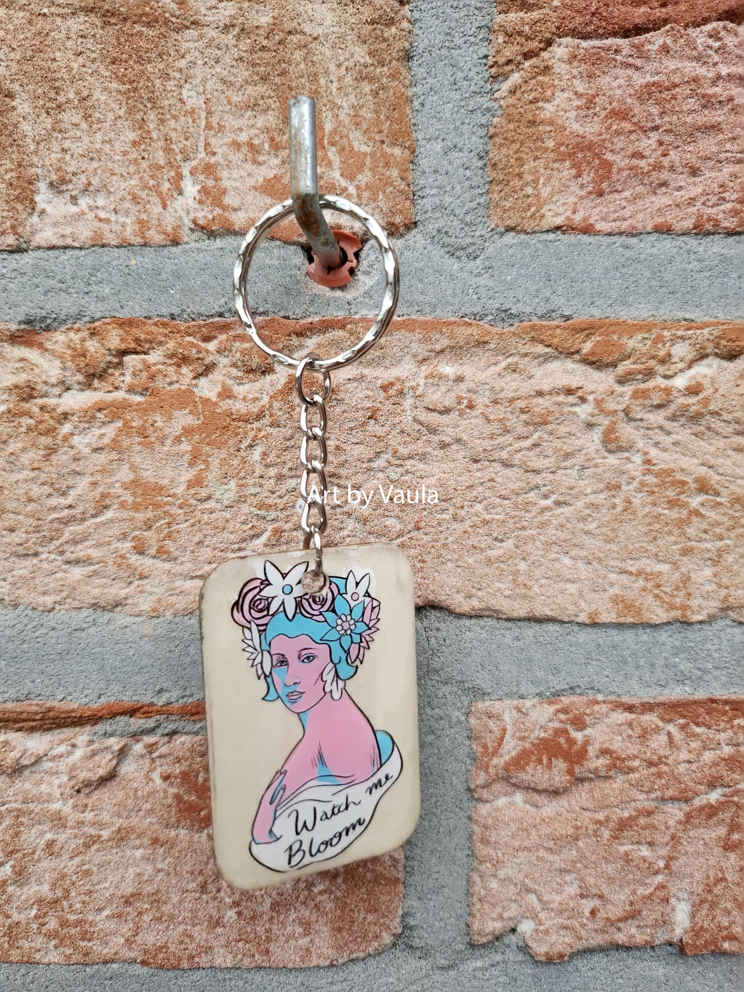 Watch me Bloom - wood keychain
