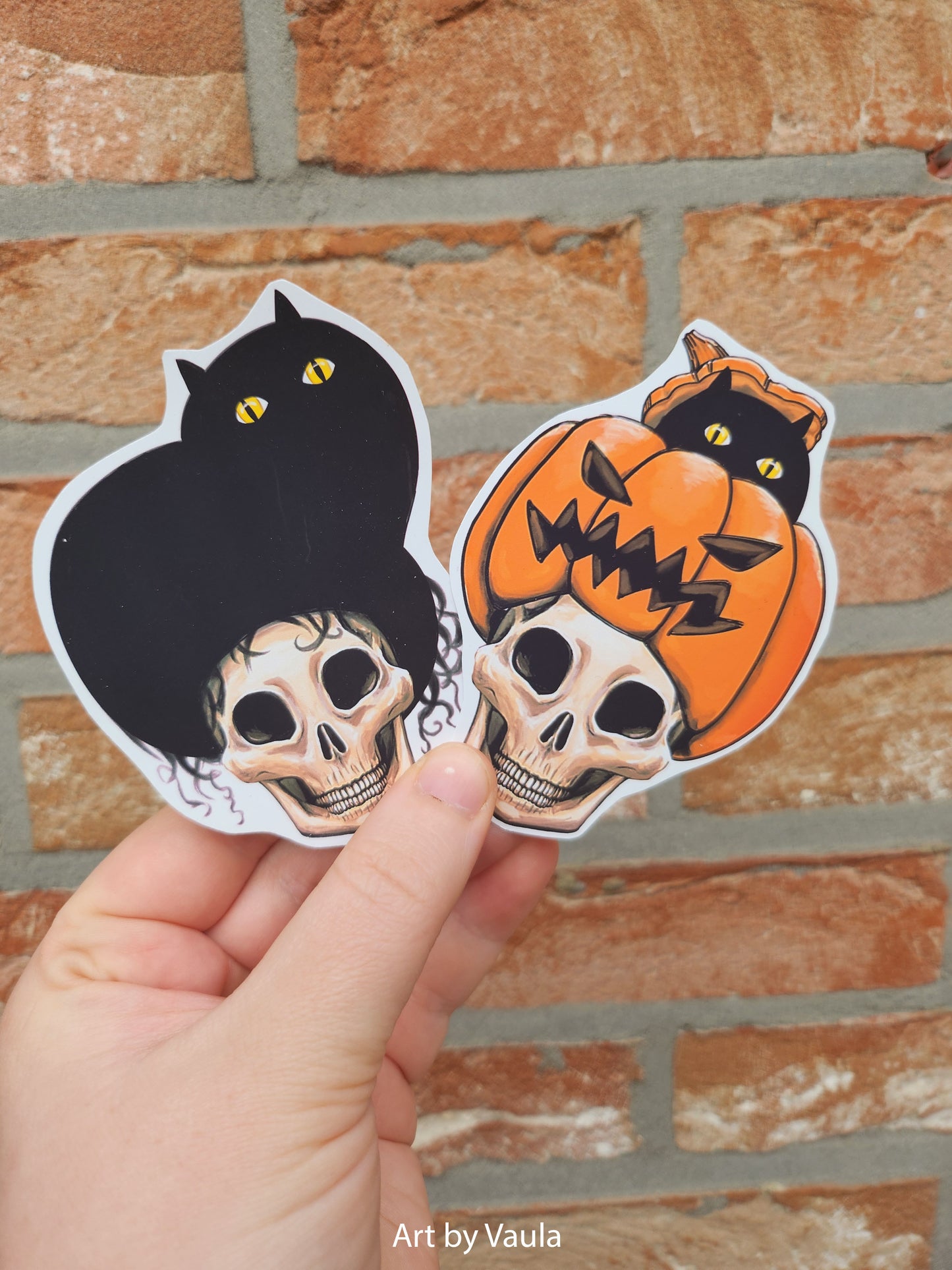 Cat and Skull -sticker