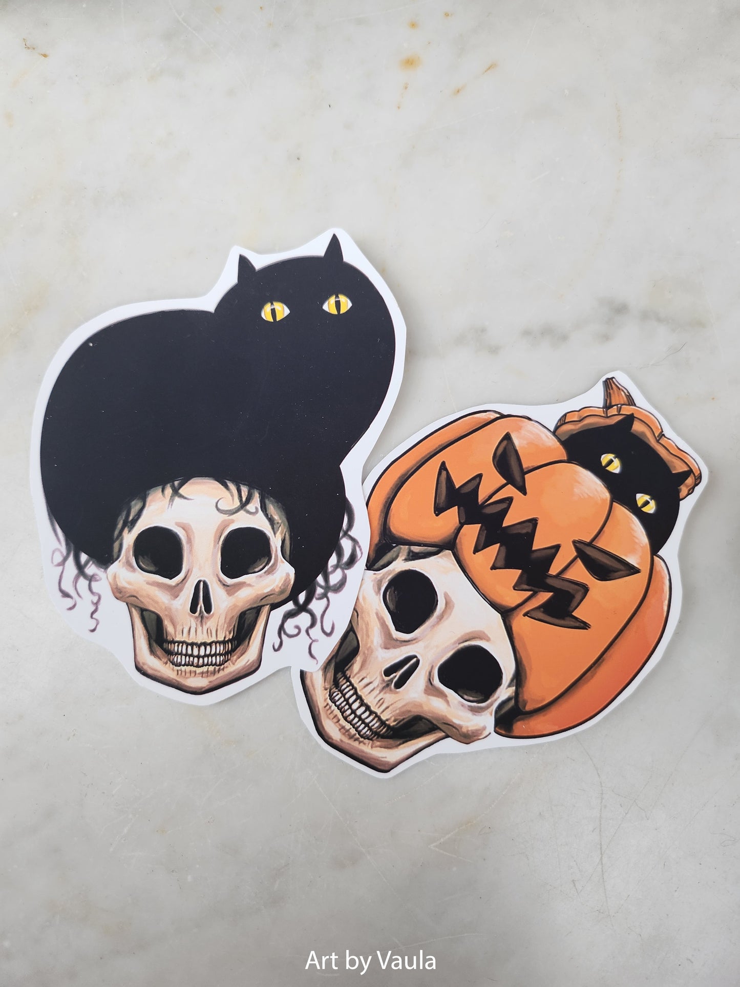 Cat and Skull -sticker