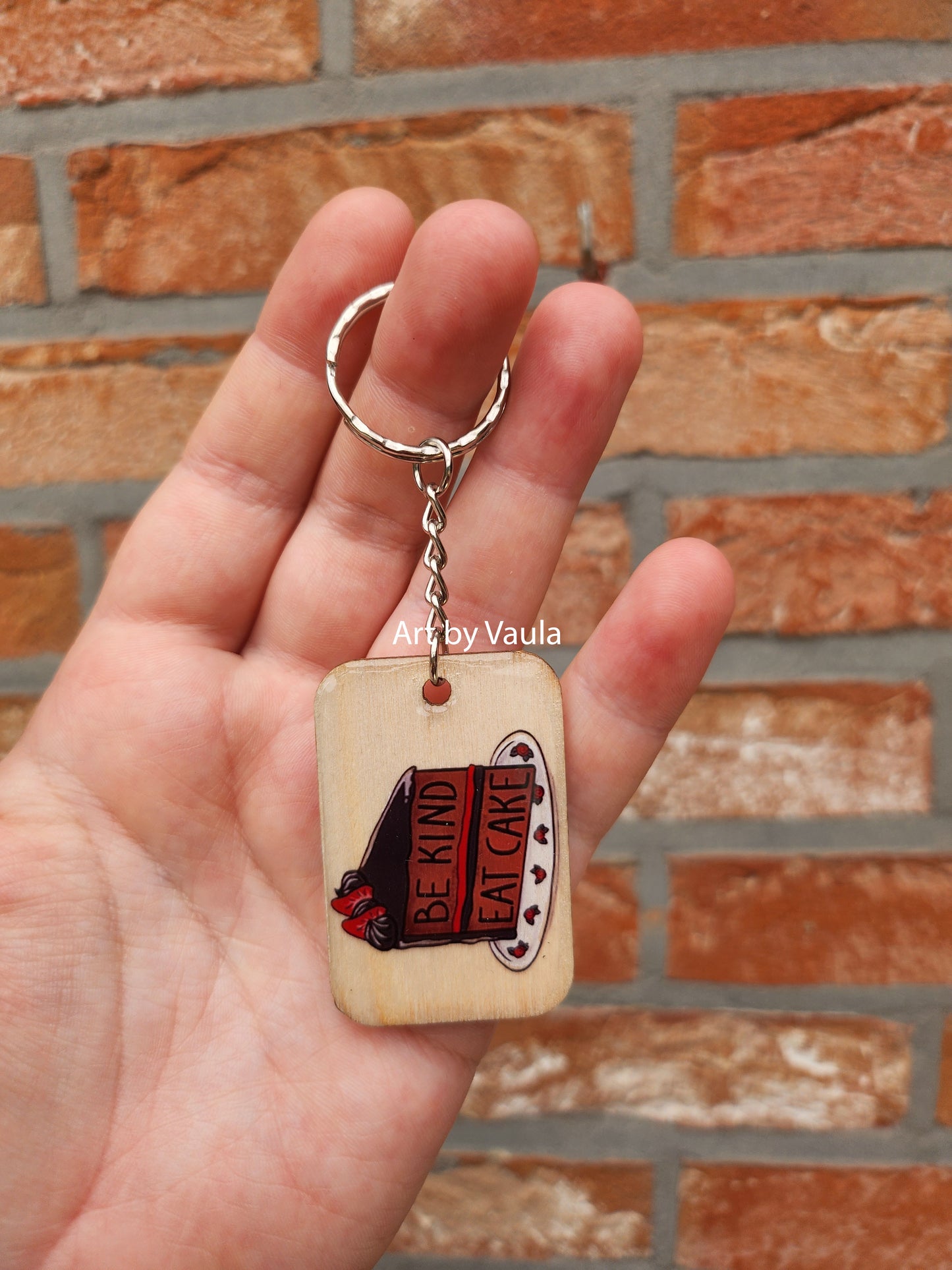 Spilled tea - wood keychain