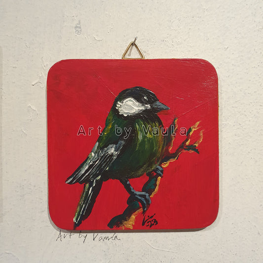 Talitintti (Great tit) -mini painting