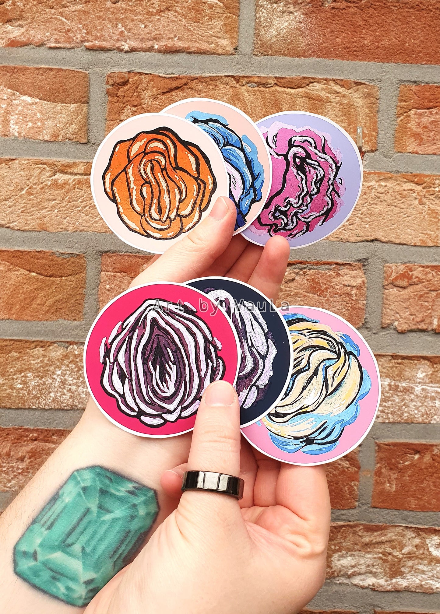 Fingers & Pastel Rose -sticker