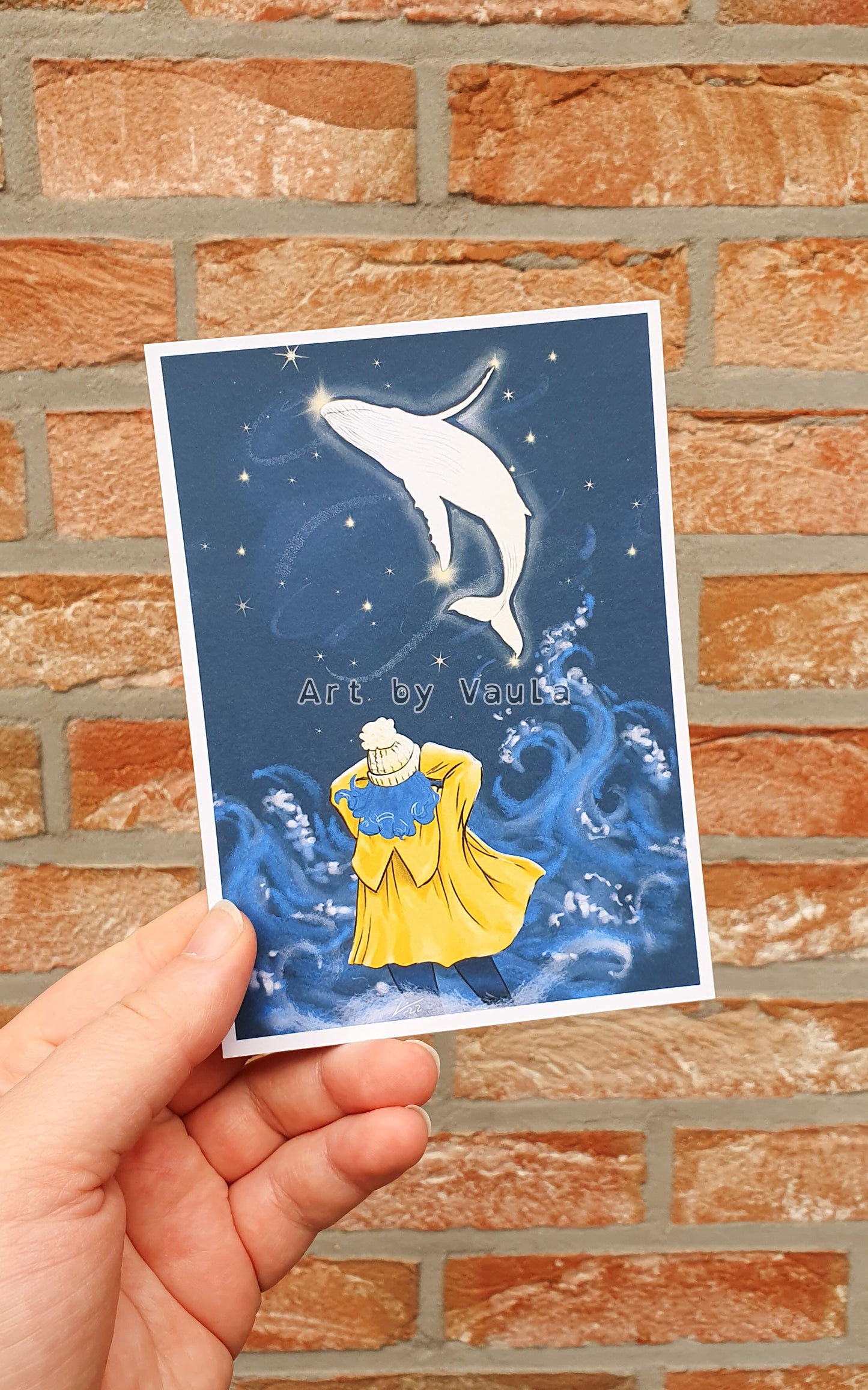 Girl and the Stars card