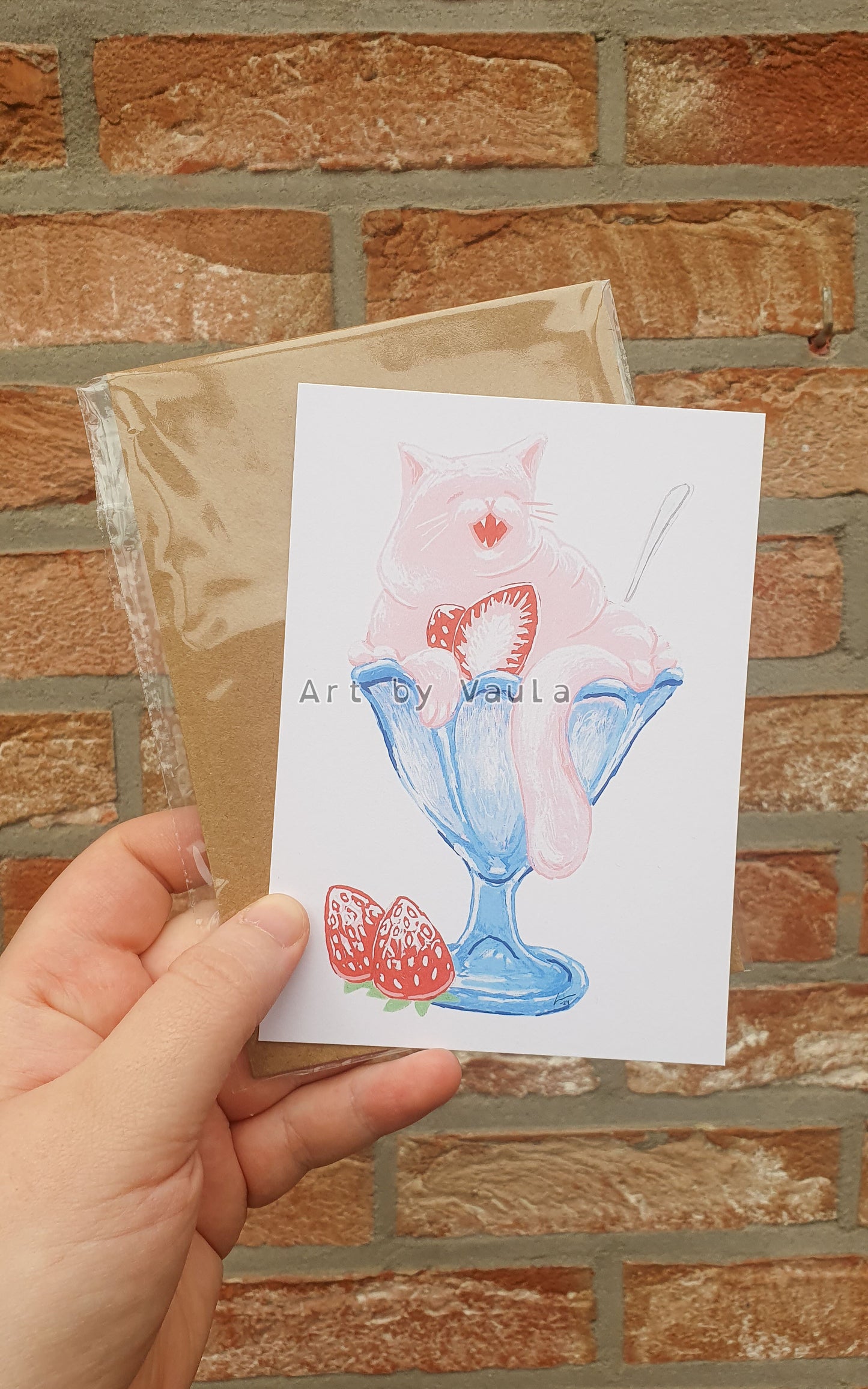 Strawberry Ice cream Kitty card