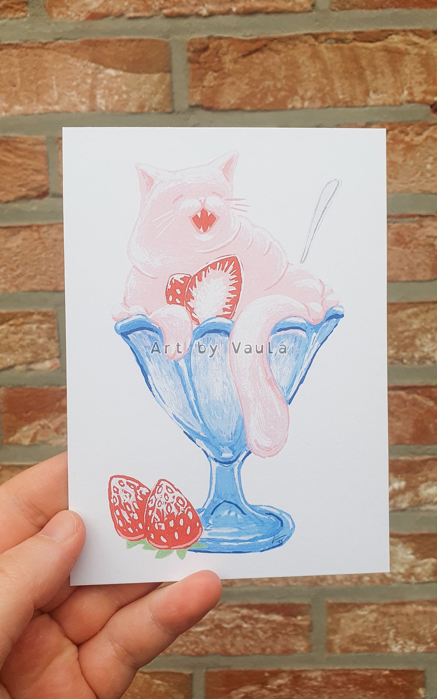 Strawberry Ice cream Kitty card