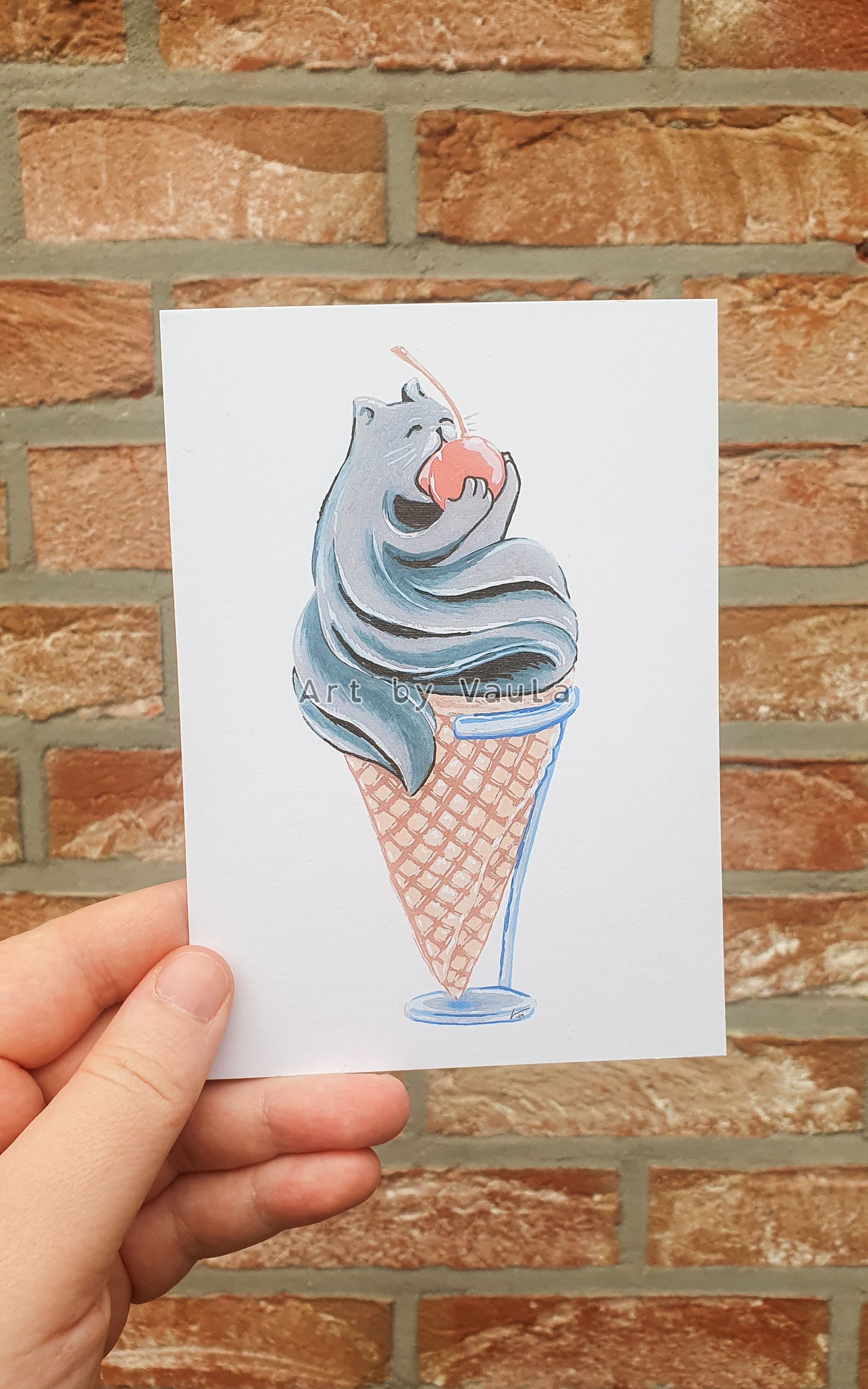 Black sesam Ice cream Kitty card