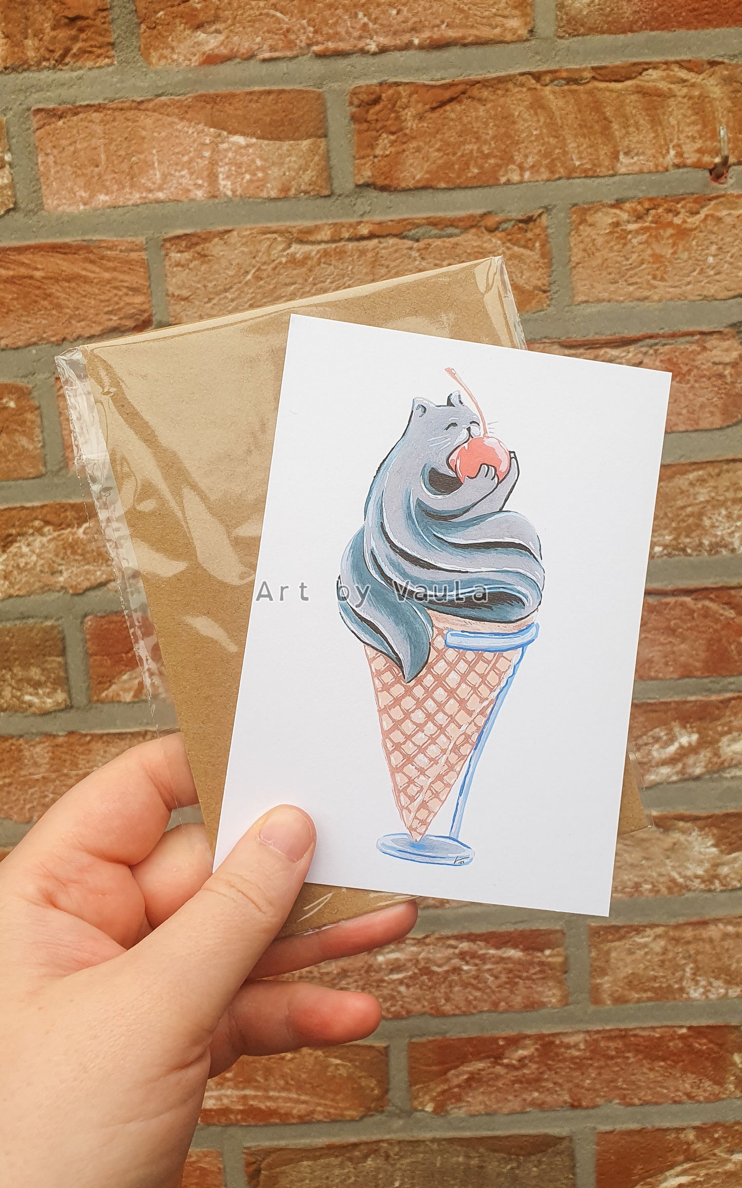 Black sesam Ice cream Kitty card