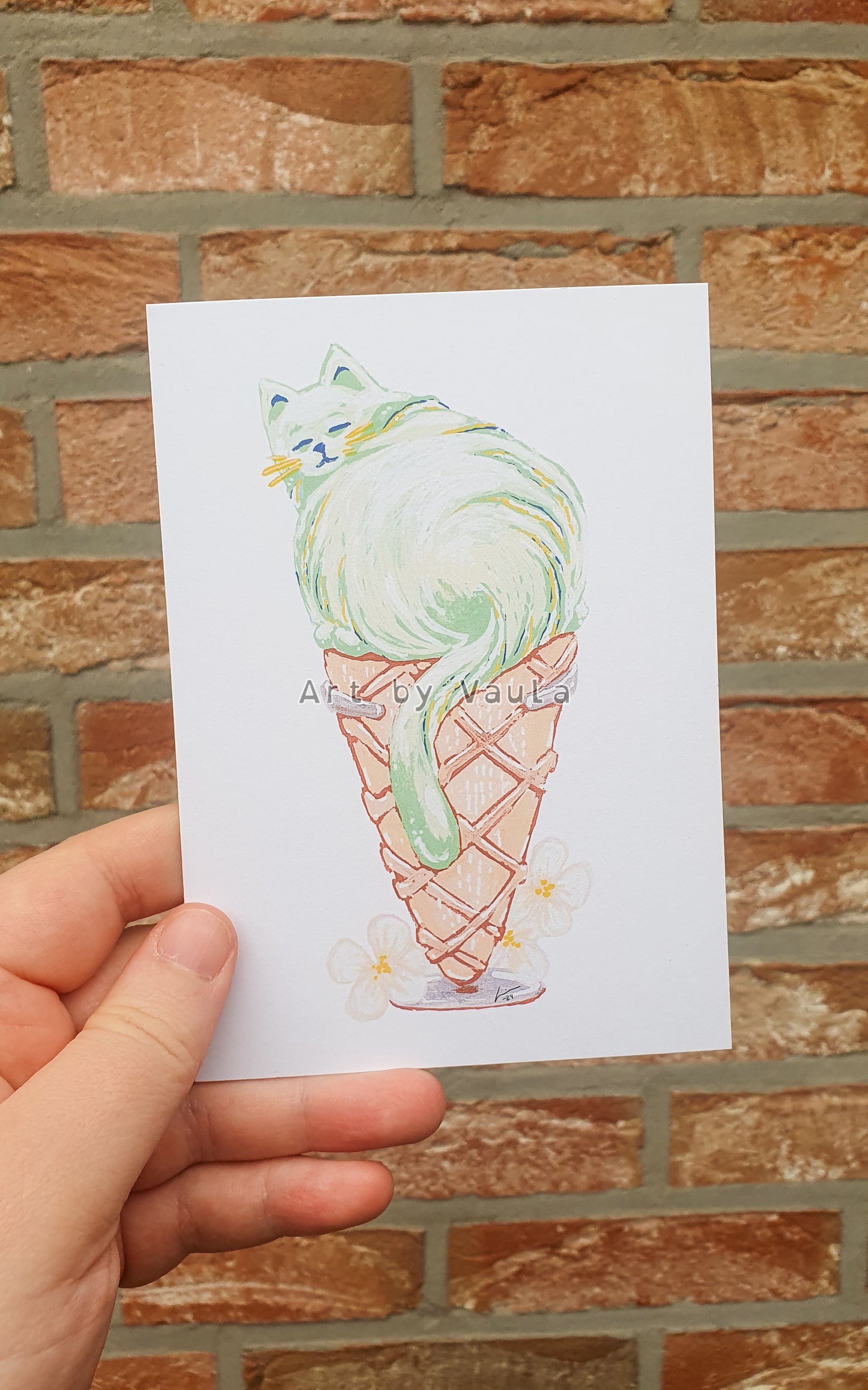 Apple-Pear Ice cream Kitty card