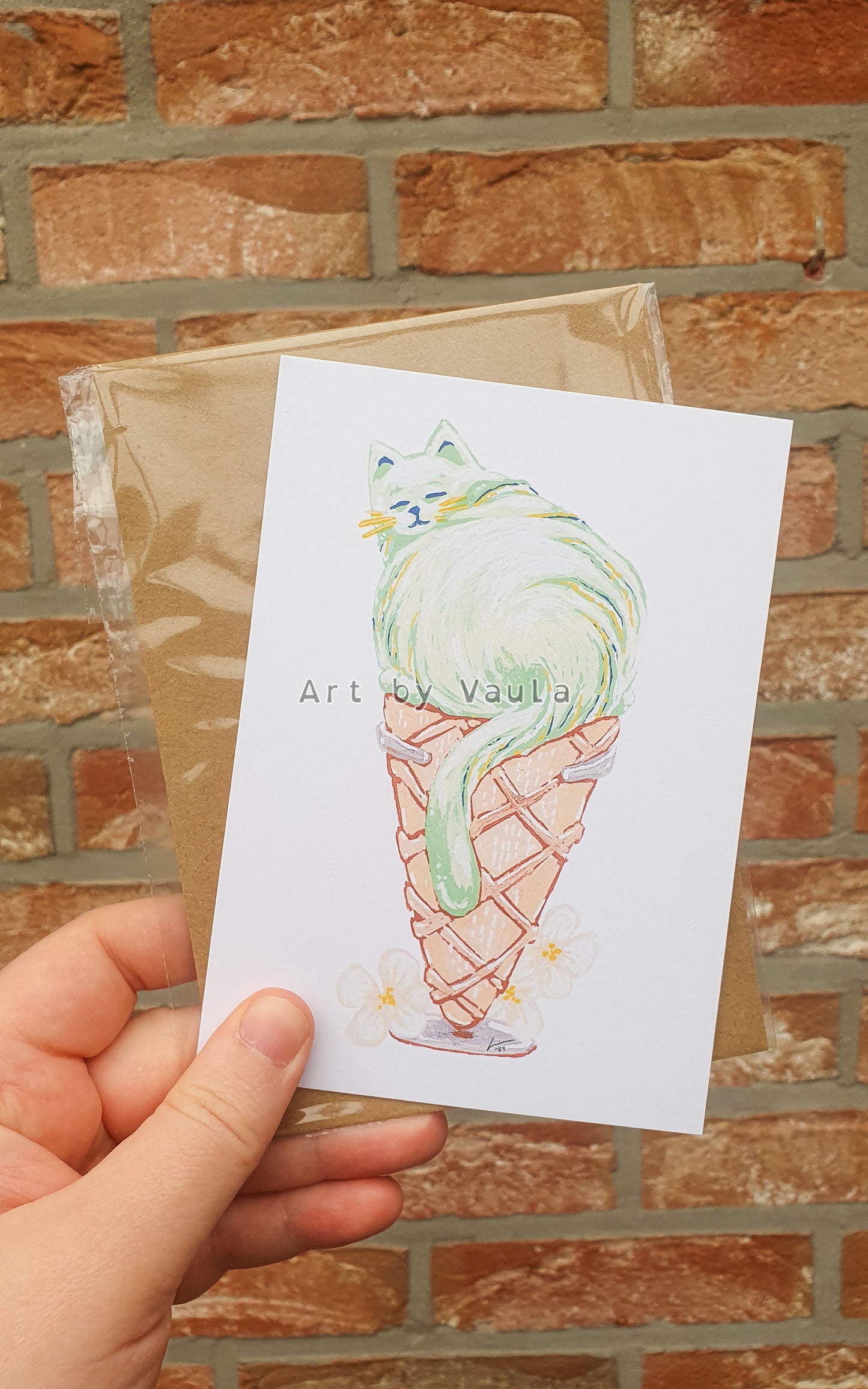 Apple-Pear Ice cream Kitty card