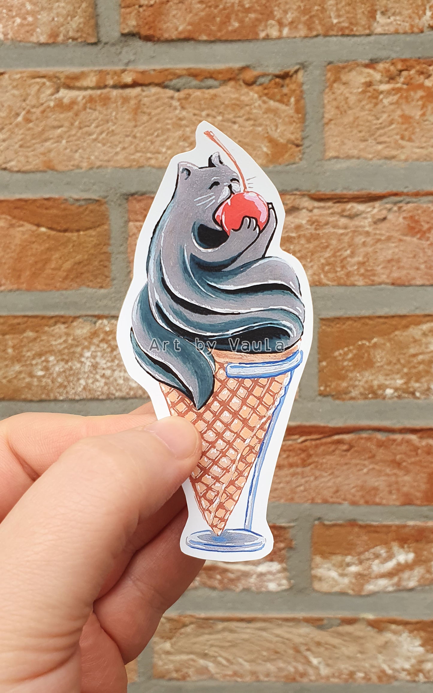 Black sesam Ice cream Kitty Cat -sticker