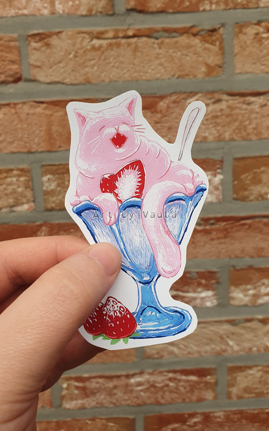 Strawberry Ice cream Kitty Cat -sticker