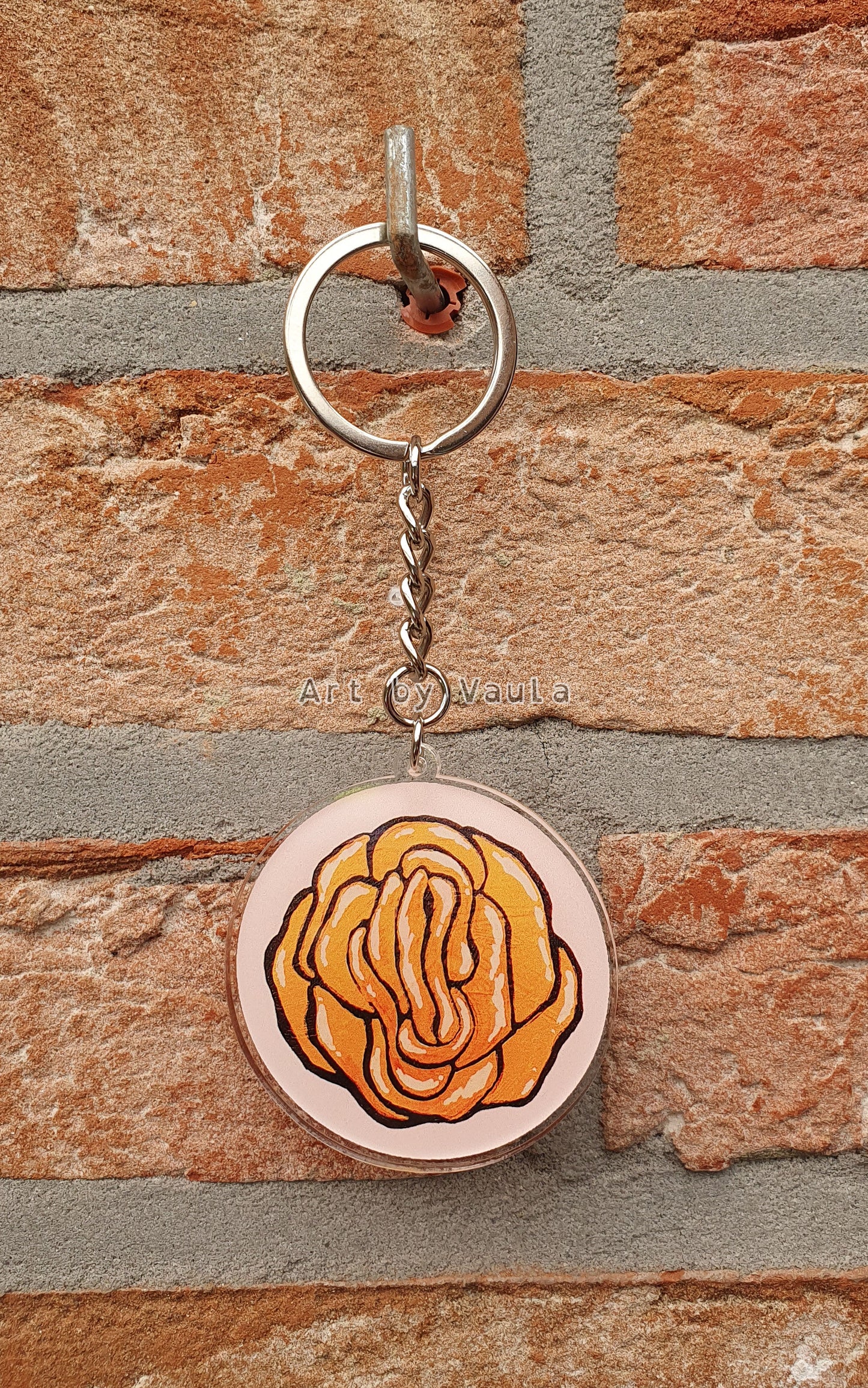 Peachy Gentle Rose -keychain