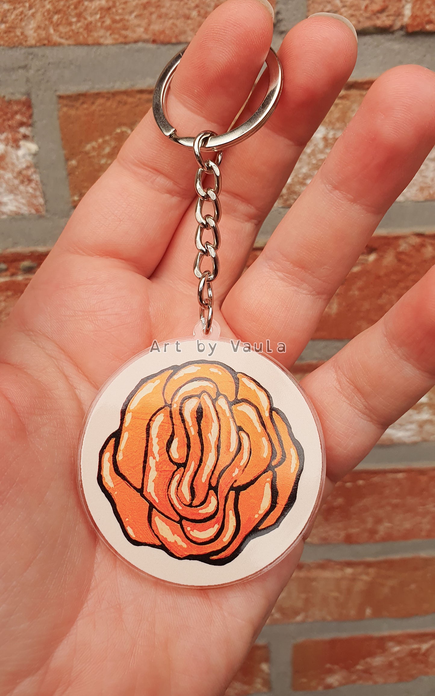 Peachy Gentle Rose -keychain