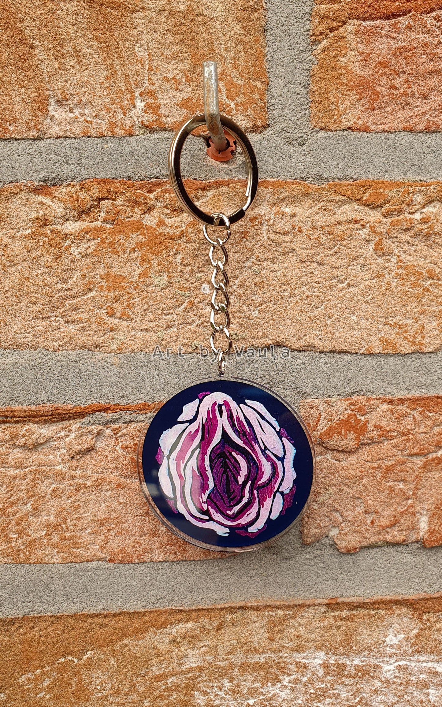 Deep Burgundy Rose -keychain