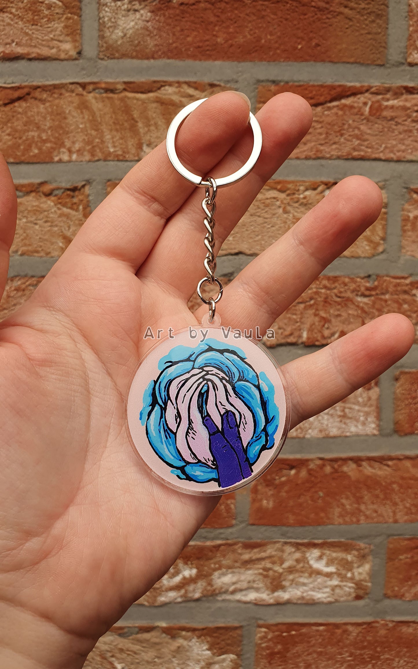 Fingers & Pastel Rose -keychain