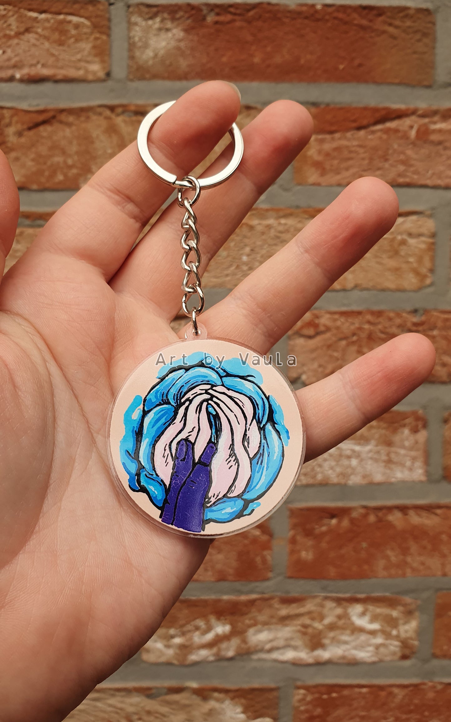 Fingers & Pastel Rose -keychain