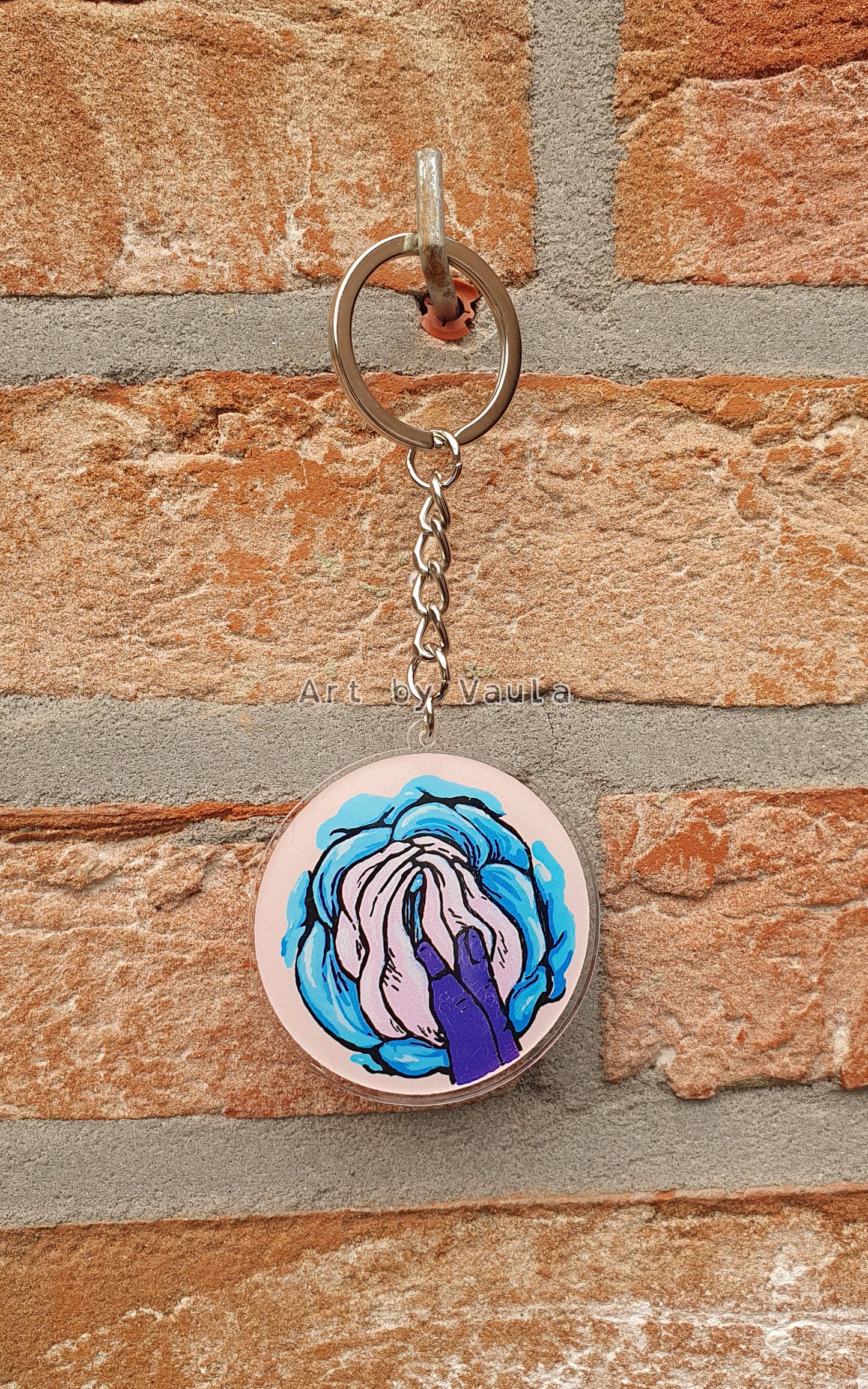 Fingers & Pastel Rose -keychain