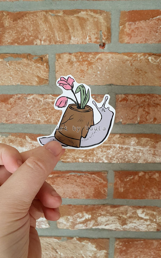 Snail Flower Pot -sticker