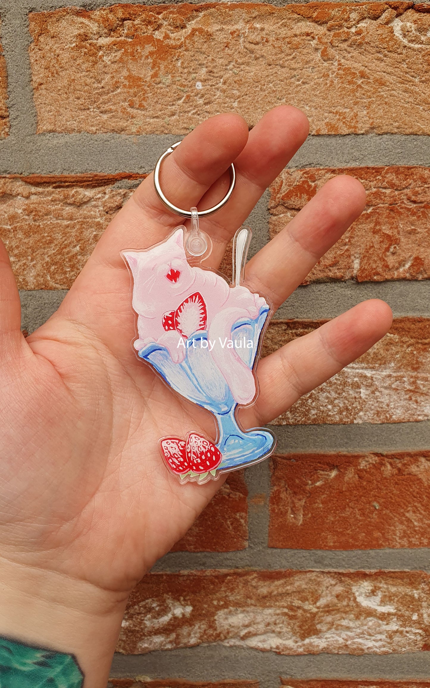 Strawberry ice cream Kitty -keychain