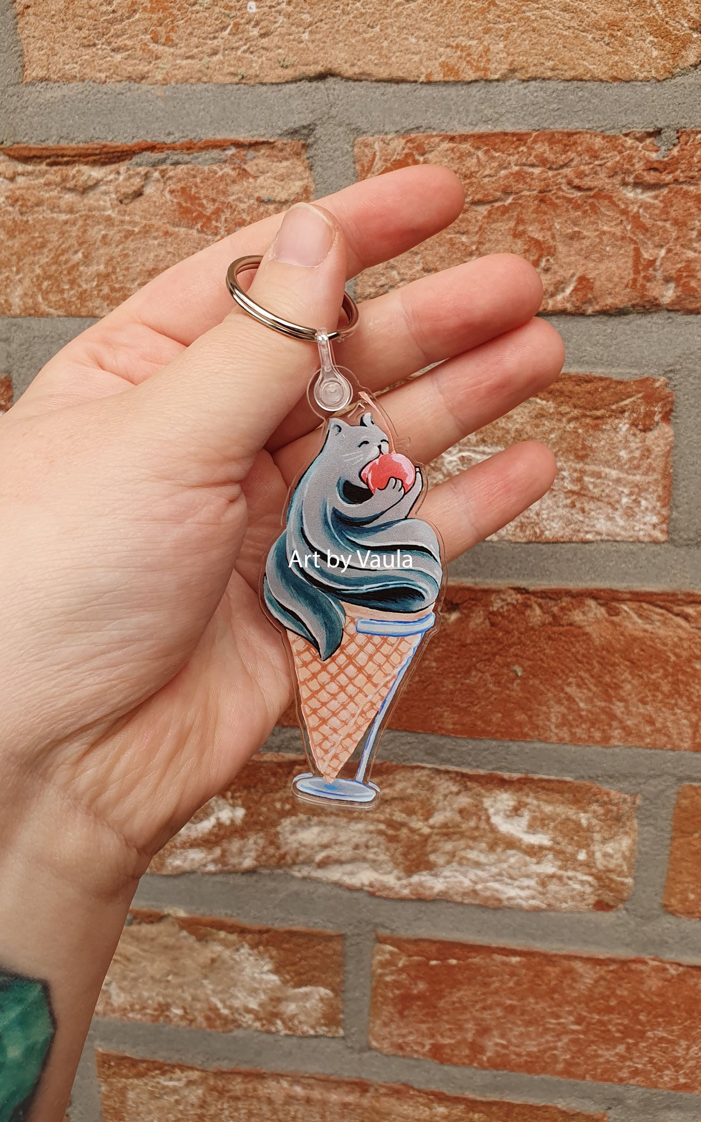 Black sesam ice cream Kitty -keychain