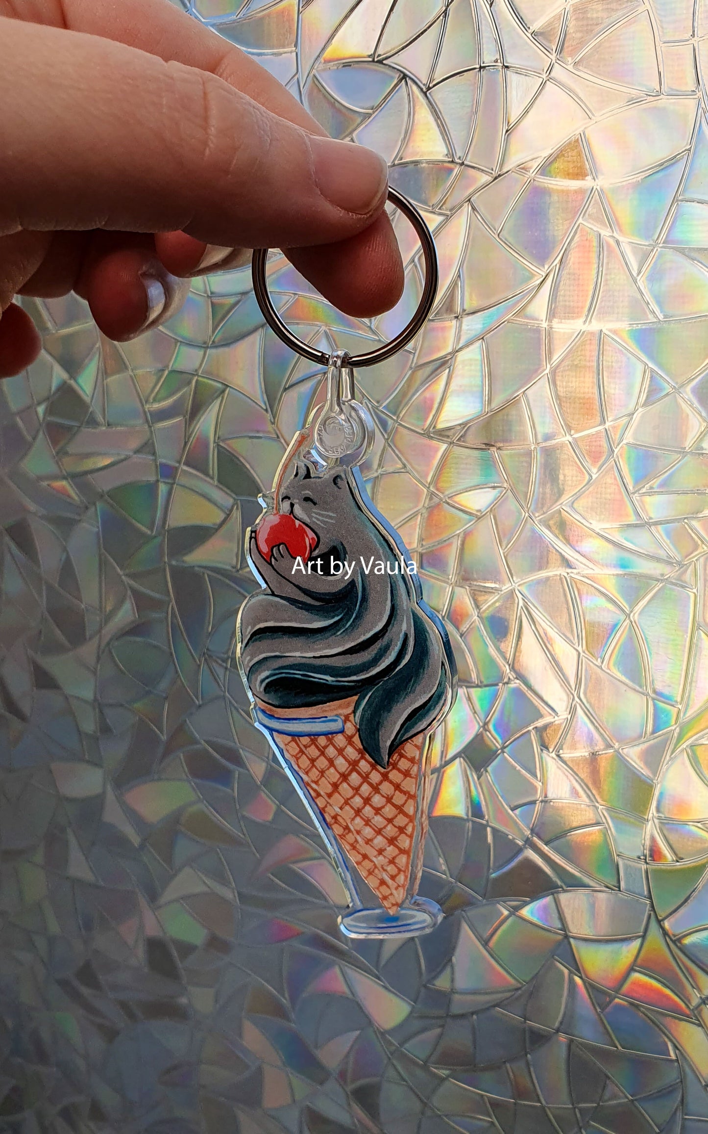 Black sesam ice cream Kitty -keychain