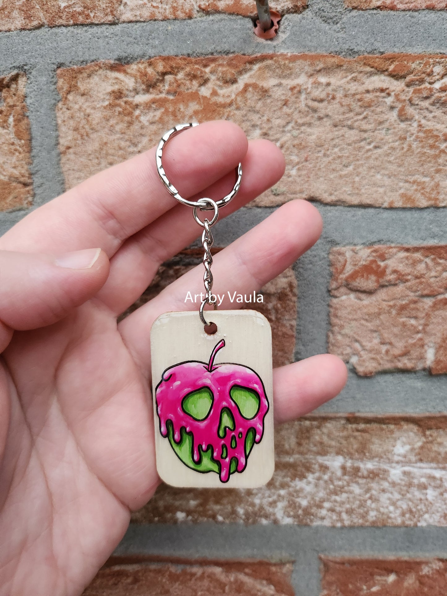 Poison apple - wood keychain