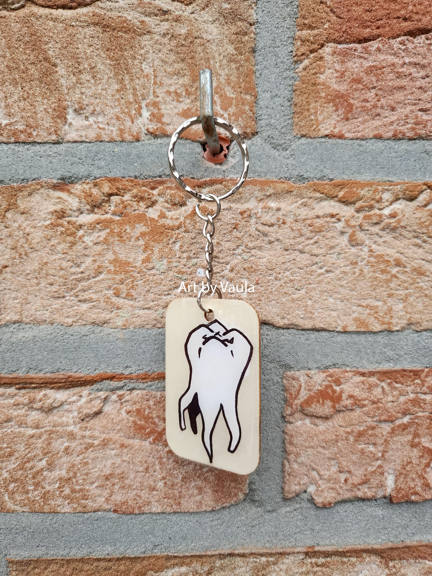 Tooth - wood keychain