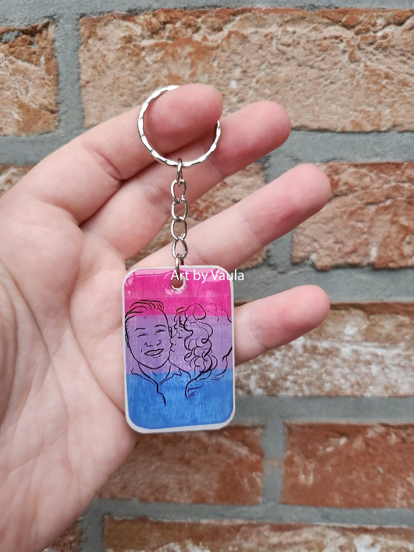 Pride flag - wood keychain