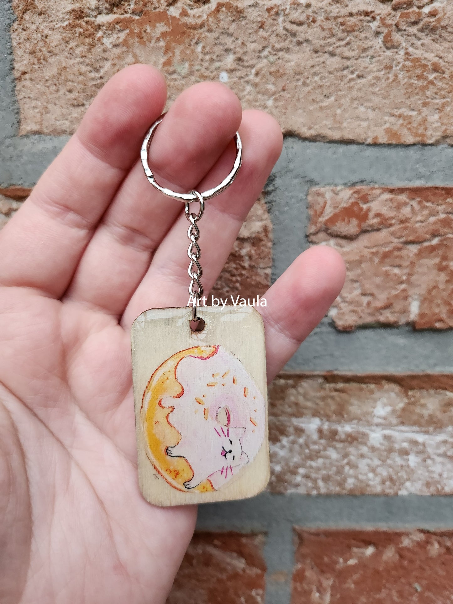 Pastry Party - wood keychain