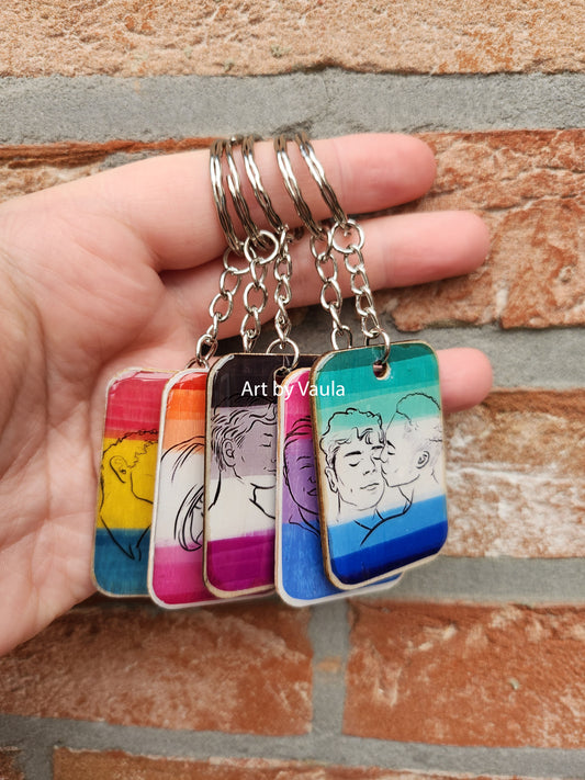 Pride flag - wood keychain