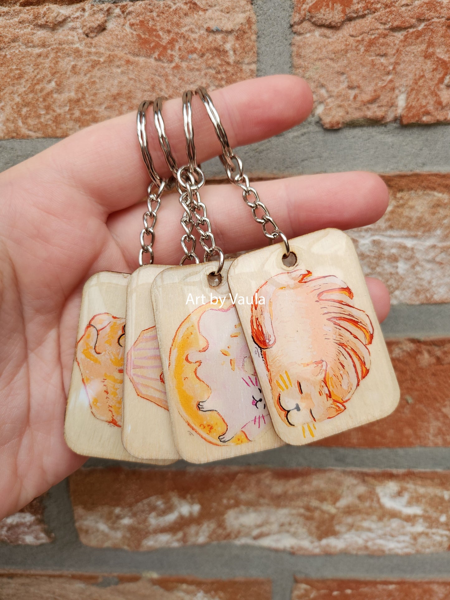 Pastry Party - wood keychain