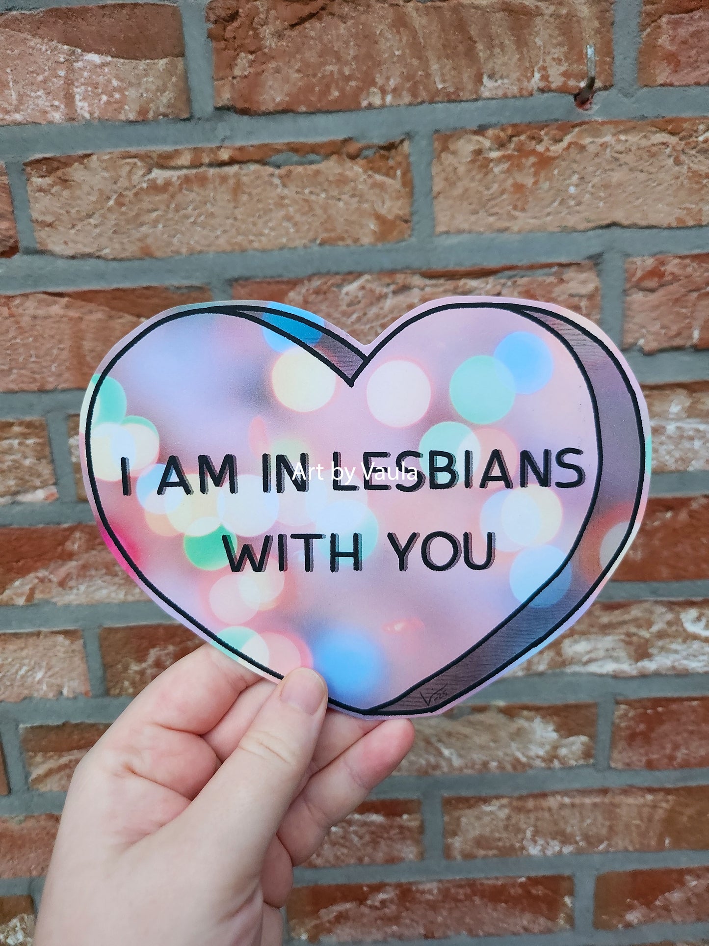 Lesbians with You Candy heart card