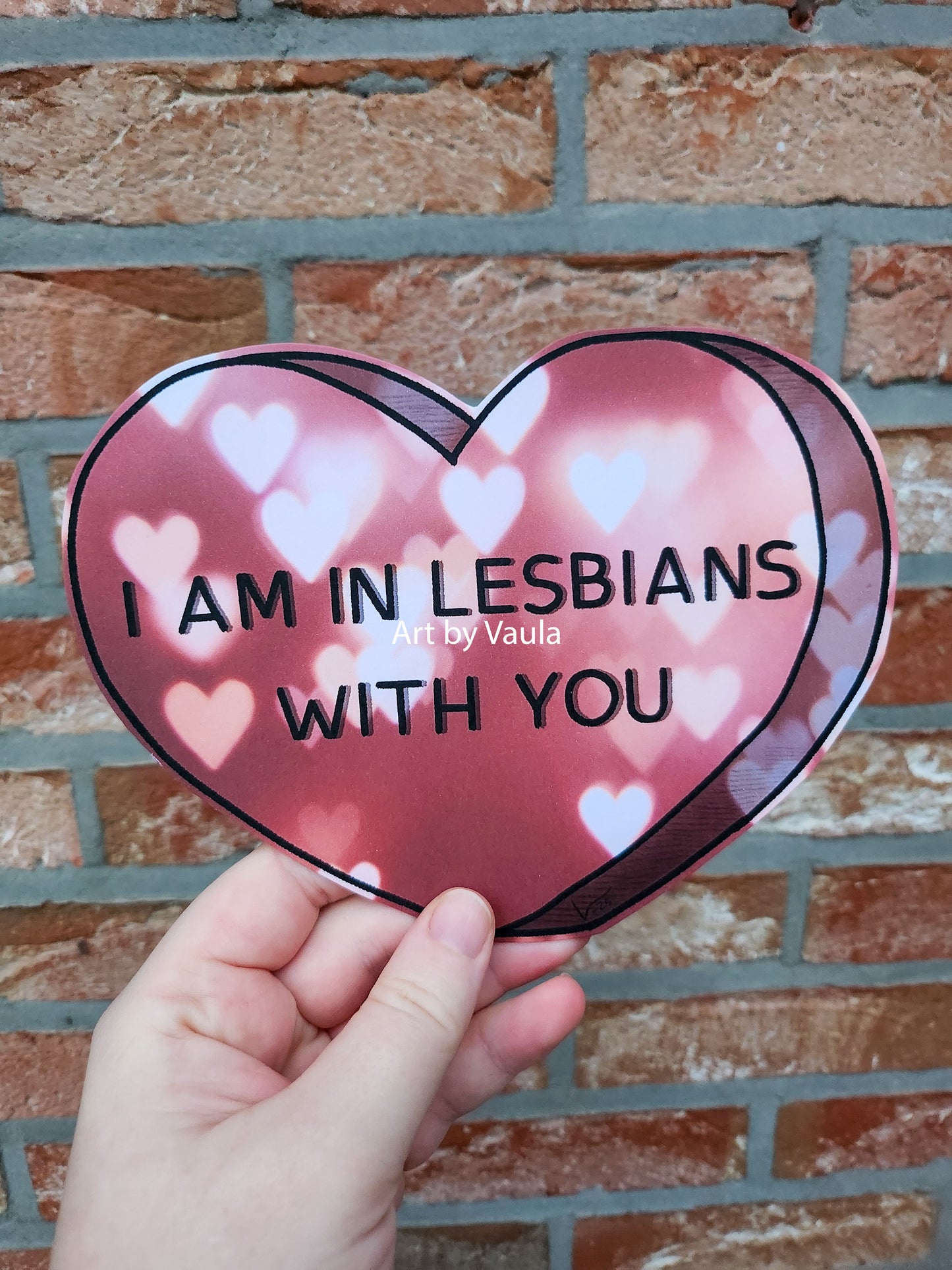 Lesbians with You Candy heart card