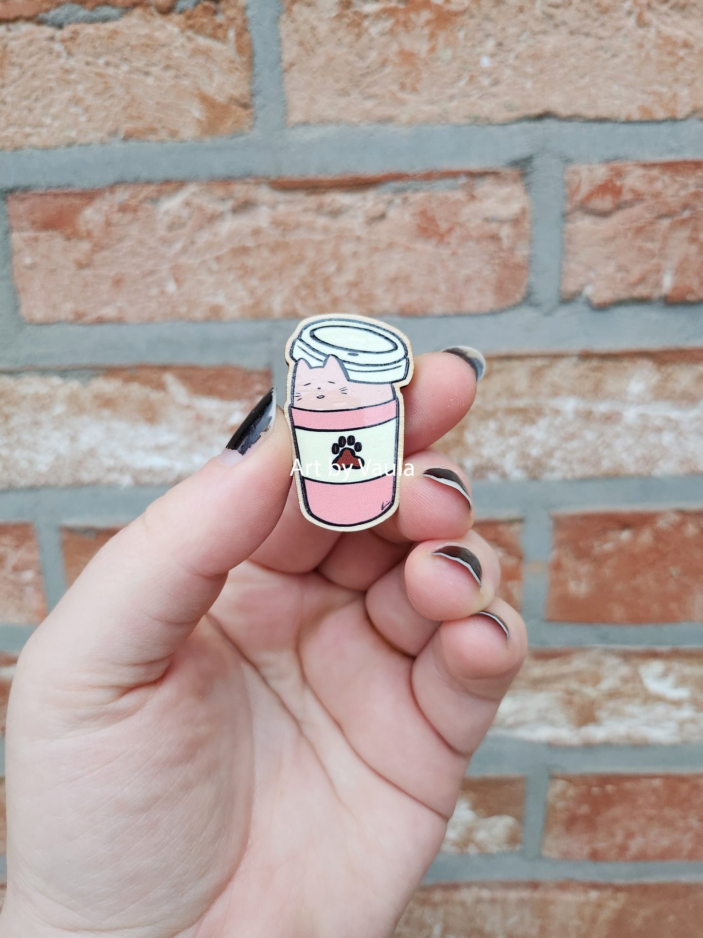 Morning coffee - wood pin