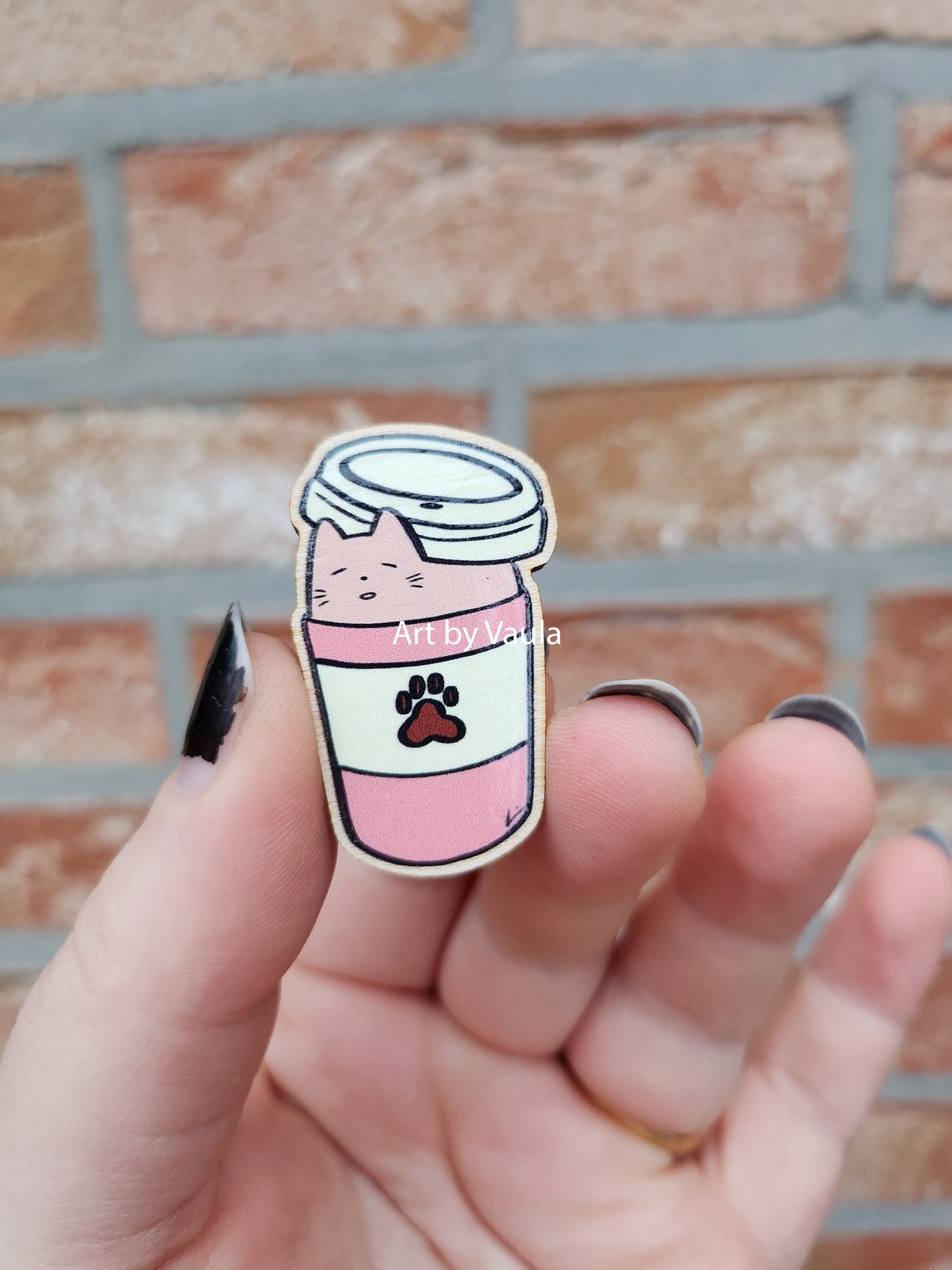 Morning coffee - wood pin
