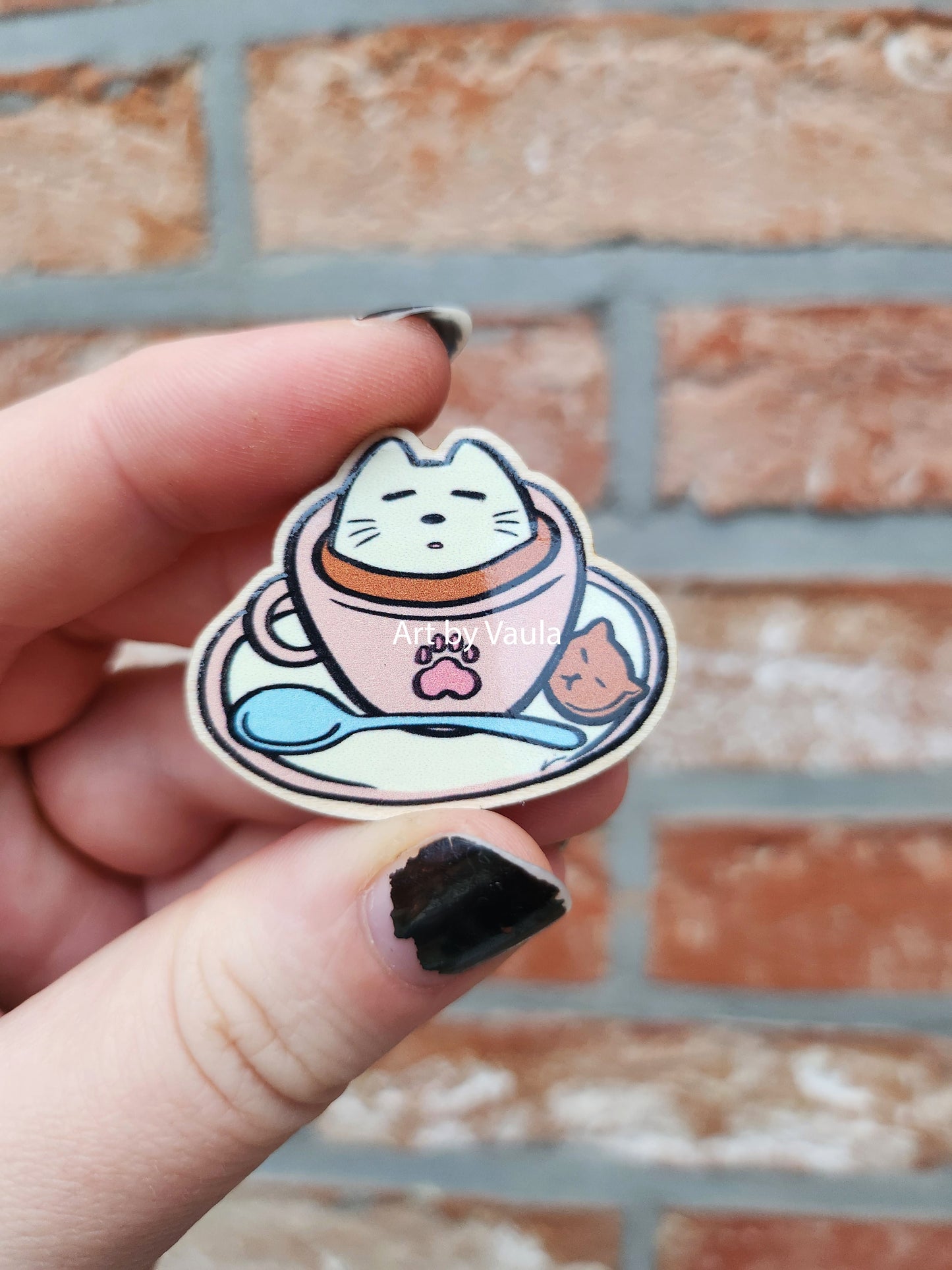 Morning coffee - wood pin