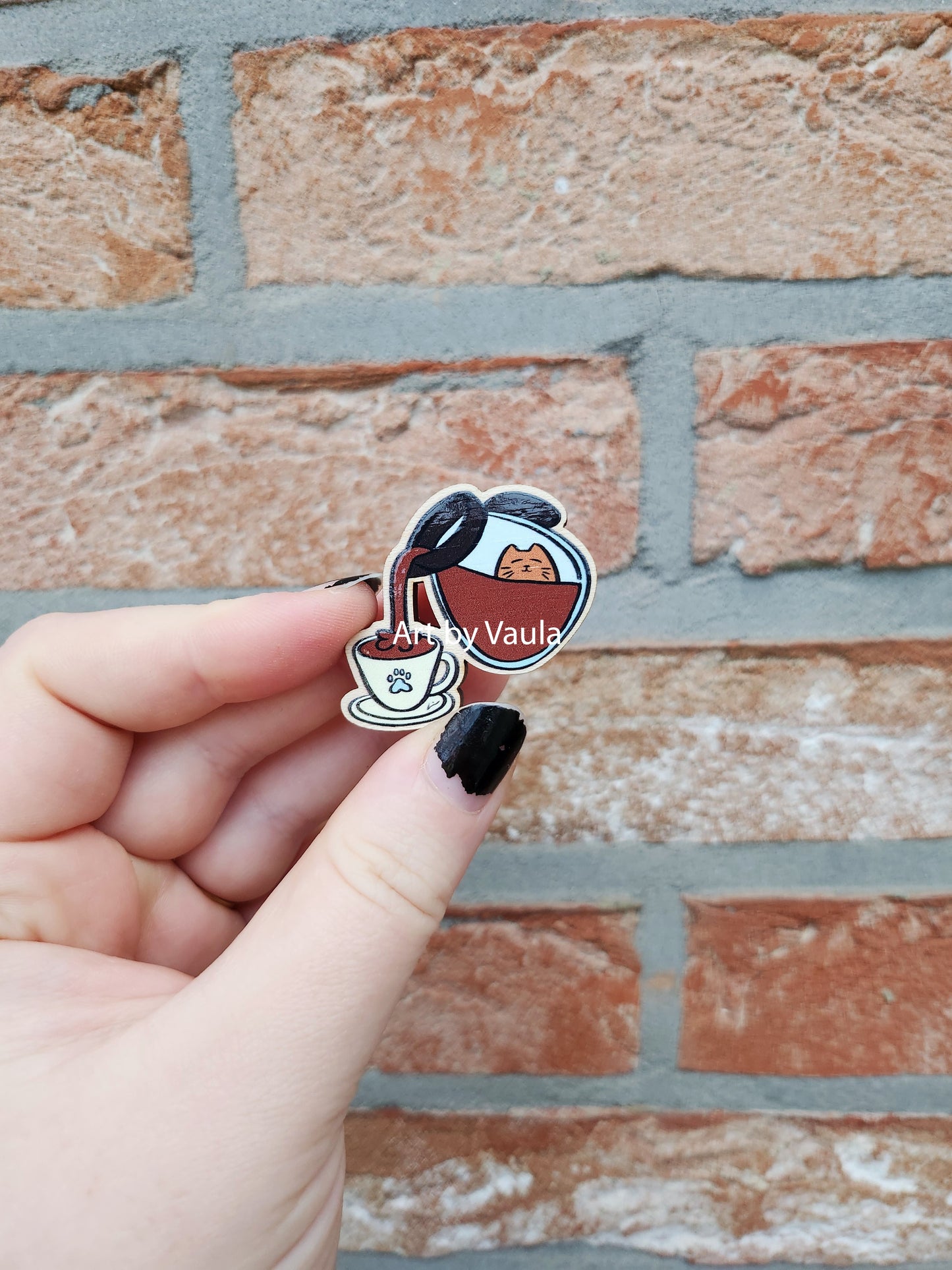 Morning coffee - wood pin