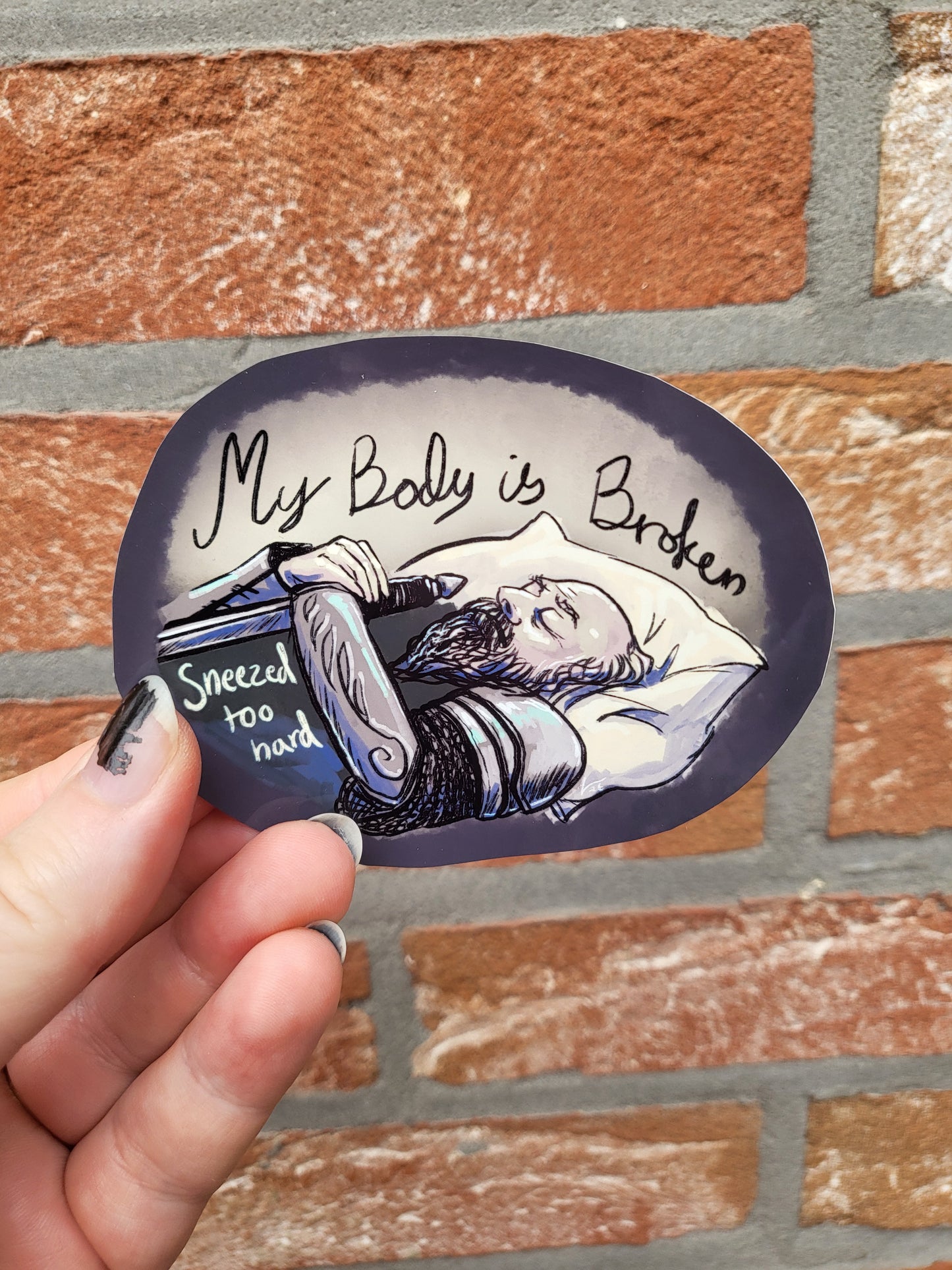 Broken body -sticker