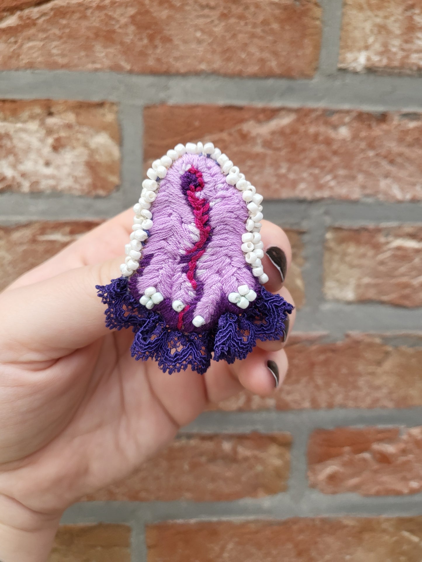 Embroided - brooch
