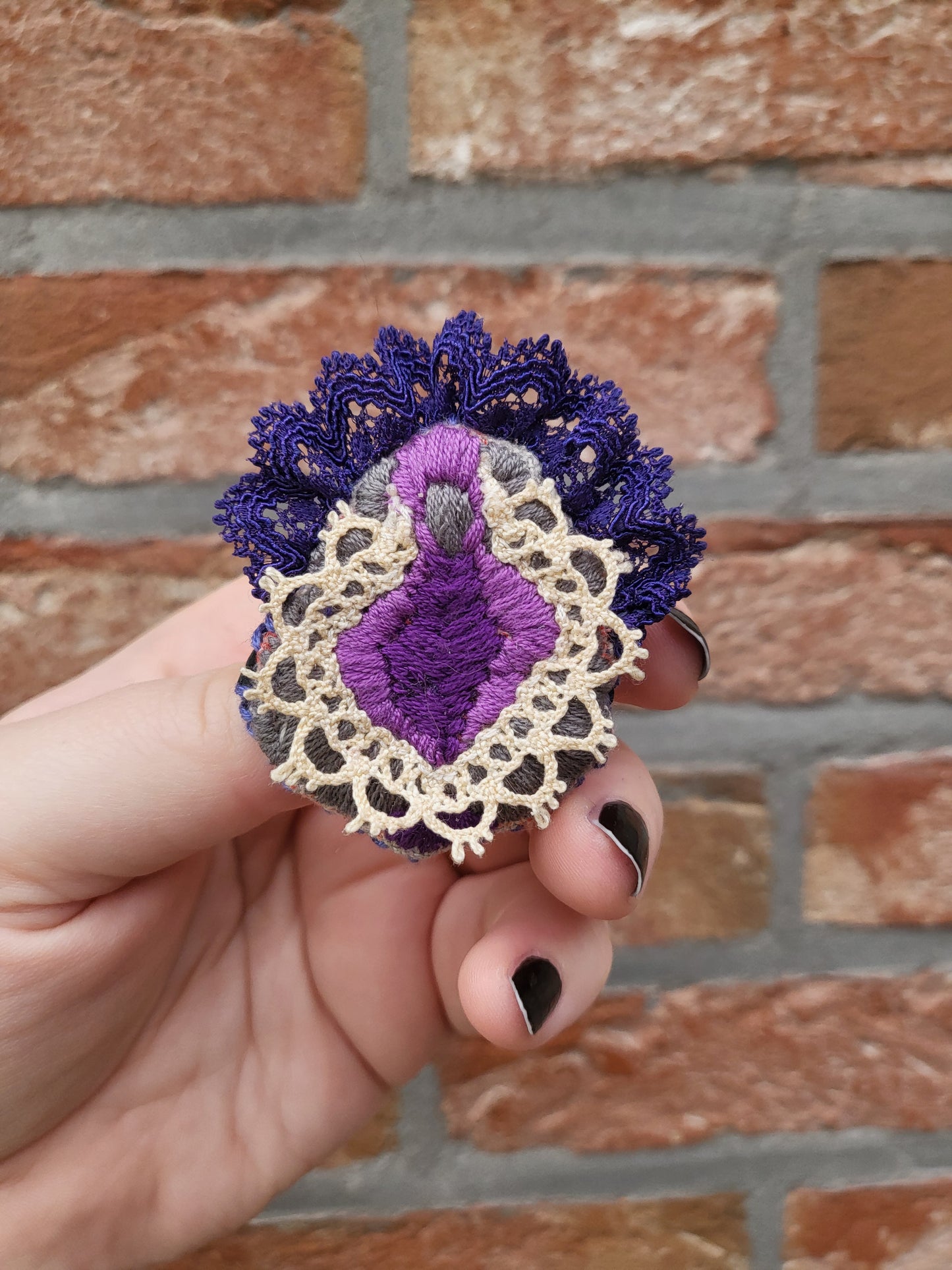 Embroided - brooch