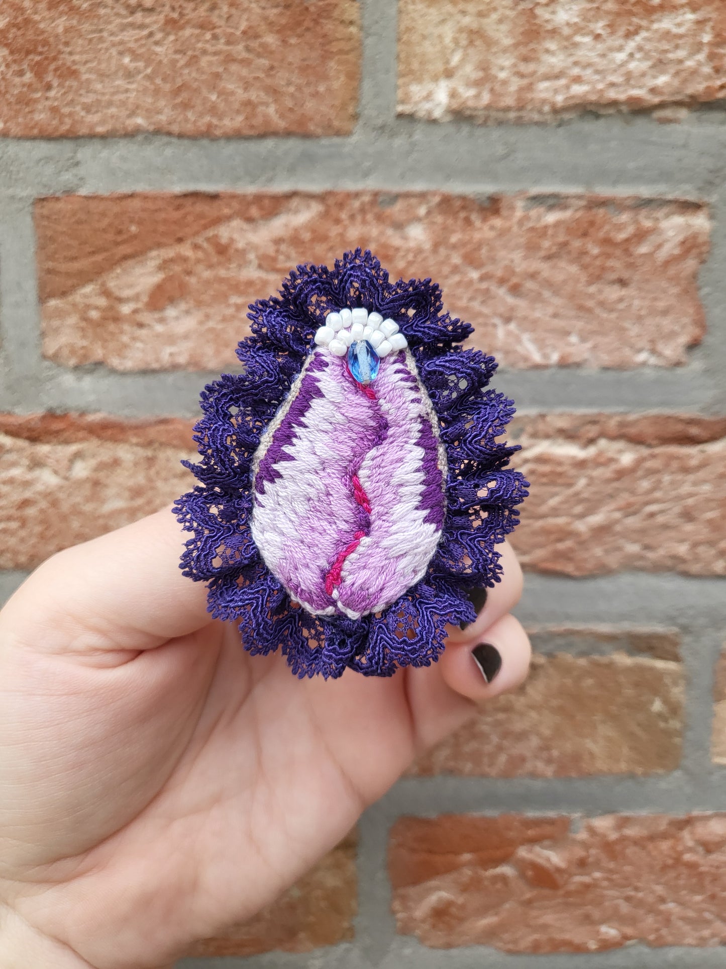 Embroided - brooch